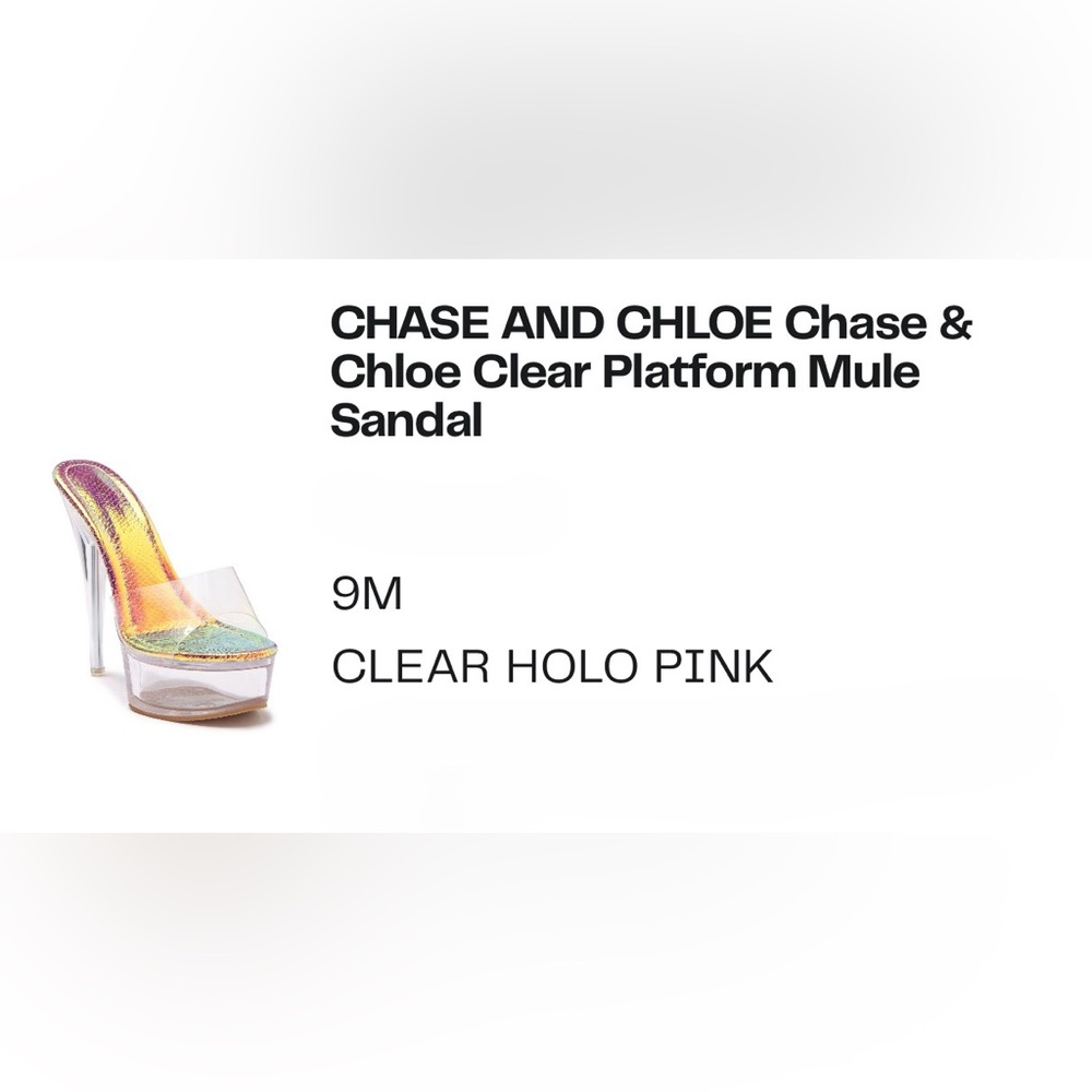 NWOT Chase + Chloe Clear Platform Mule Sandal, Women’s Size 9